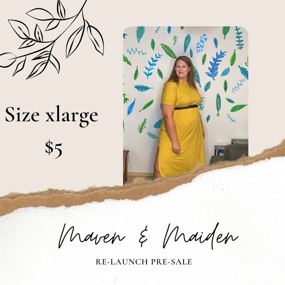 $5 Mustard High-Low Midi dress, buttery soft with pockets